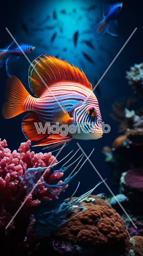 Peixes Tropicais Coloridos Nas Águas Do Oceano Azul