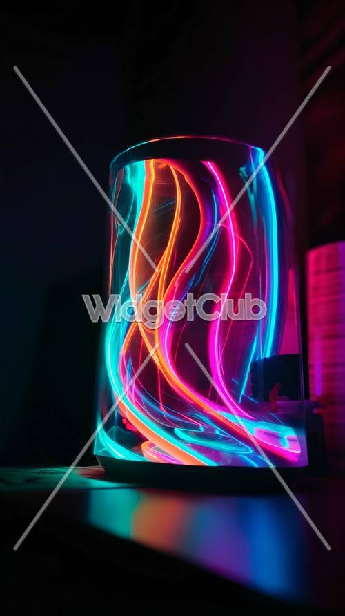 Tourbillons de néon colorés sur un cylindre