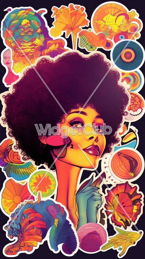 Kolorowa sztuka retro afro