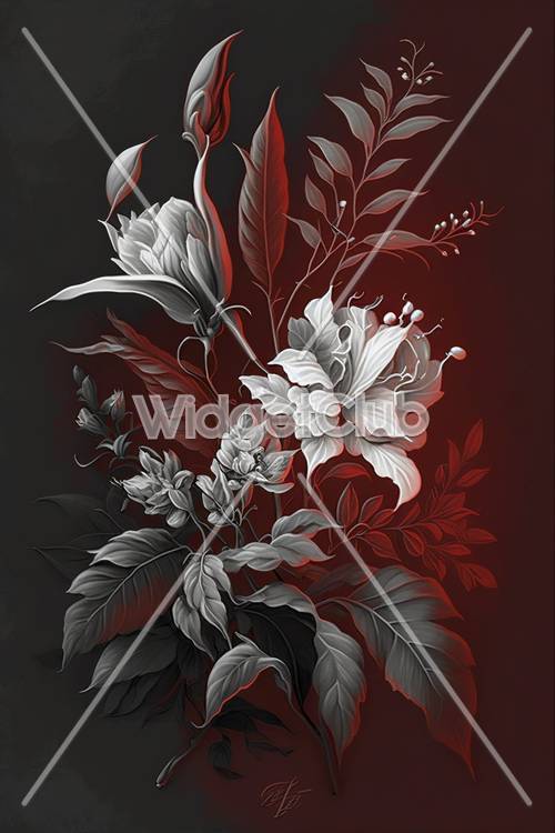 Beautiful Monochrome Floral Design Background