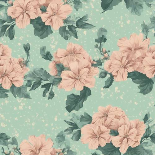 A classic 1950s floral pattern on a pastel background