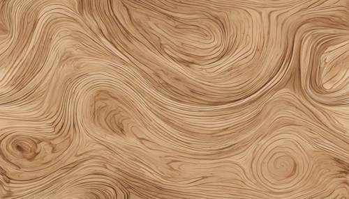 無縫、完全重複的棕褐色木紋圖像，帶有模擬自然生長模式的漩渦和線條。