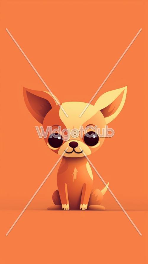 Cute Cartoon Chihuahua on Orange Background