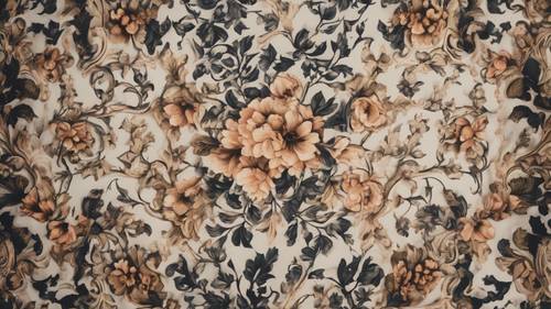 İpek kumaş üzerine karmaşık barok çiçek deseni.
