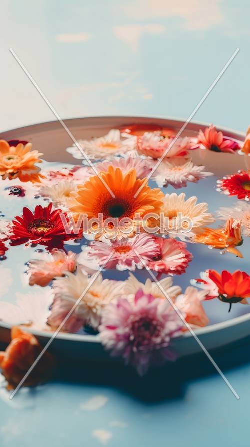 פרחים צפים צבעוניים במים
