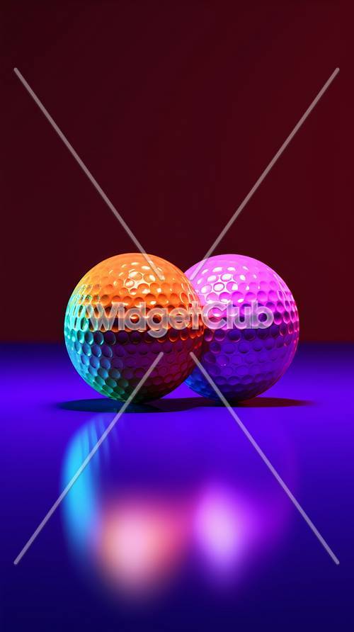 霓虹灯下的彩色高尔夫球