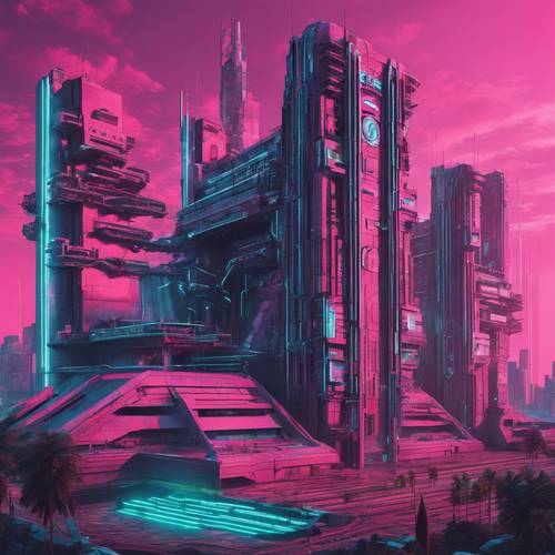 Una panoramica di un gigantesco edificio aziendale cyberpunk, simbolo del potere in un universo distopico.