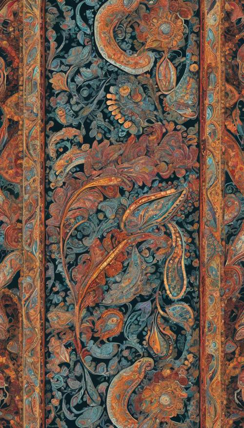 A lively paisley pattern with an emphasis on intricate borders. ផ្ទាំង​រូបភាព [d7346f1bcad240e7a317]