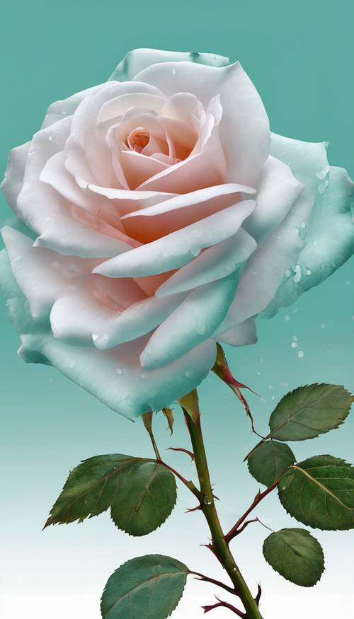 A vibrant teal rose in full bloom against a white background. Tapeta [2e017fbbcc894d1e8a8d]
