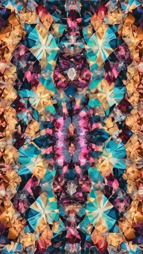 Un motif kaléidoscope coloré reflétant des formes géométriques et une myriade de couleurs.