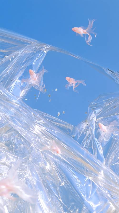 سمكة ذهبية تسبح في سماء من النجوم والغيوم ورق الجدران [f577365050974fa0bf92]