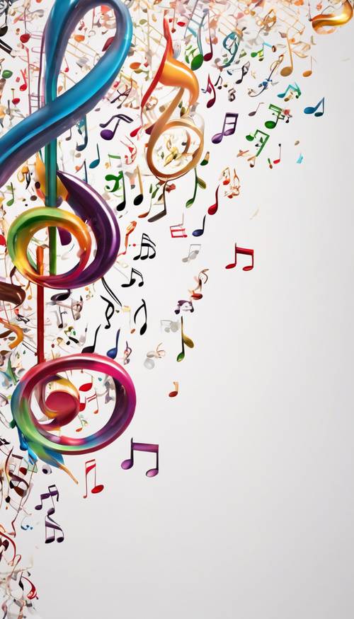 An elegant symphony composed of swirling colorful music notes on a white background. Tapéta [a12109df125448c8a0d9]