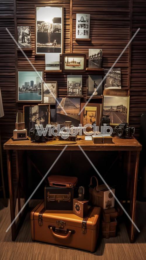 Vintage Cameras and Photos Display Tapet [558c231dfd2540ed9807]