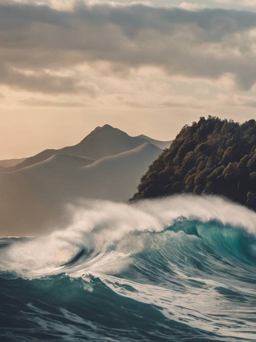 日本の波のアイコンをシンプルモダンに解釈した壁紙