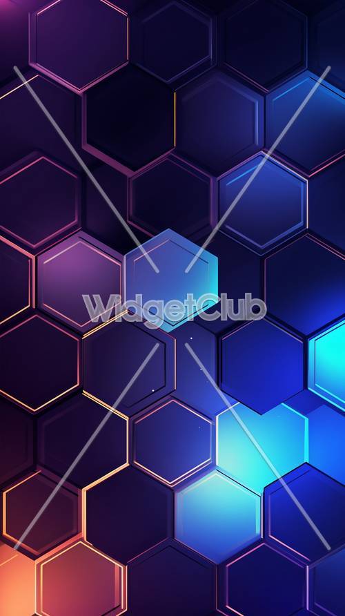 Forme esagonali fantastiche nei colori blu e viola