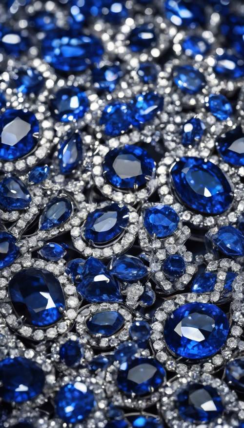 An array of blue sapphire and white diamond in a recurring pattern. Tapet [b058726649dc42afb9b8]