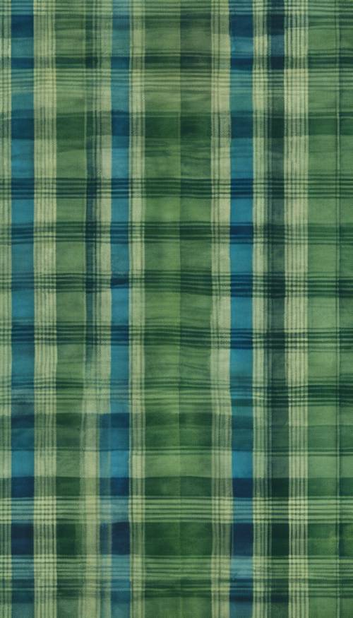 Classic plaid design embracing the calming hues of cerulean blue and moss green.