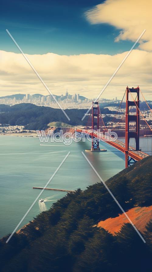 ゴールデンゲートブリッジとサンフランシスコの景色の壁紙
