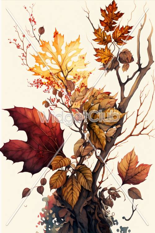 秋の葉っぱのアートワーク