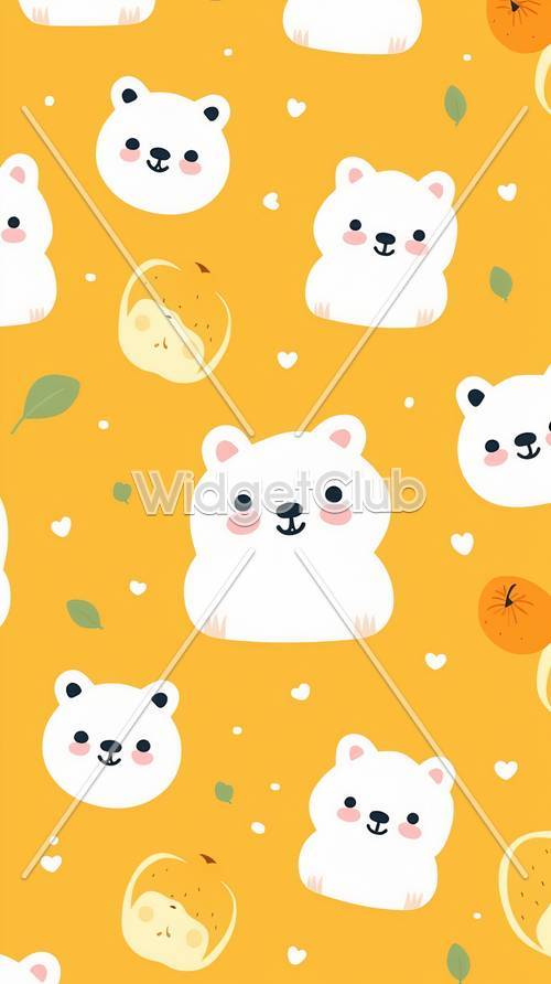Cute Cartoon Bears on Orange Background