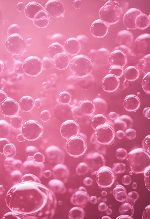 Ein sich wiederholendes Muster aus schwebenden Blasen mit einer rosa Aura erzeugt ein heiteres Bild.