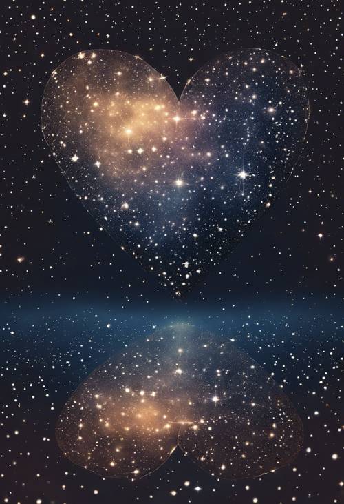 An expansive starry sky with constellations forming the shape of a heart. Tapet [9744fe4f3c014681ab74]