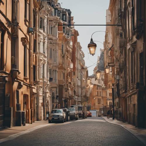 A city where the architecture is unusually cute, with faces on buildings and smiling streetlights. Tapeta [dcdad346f4b9454c9691]