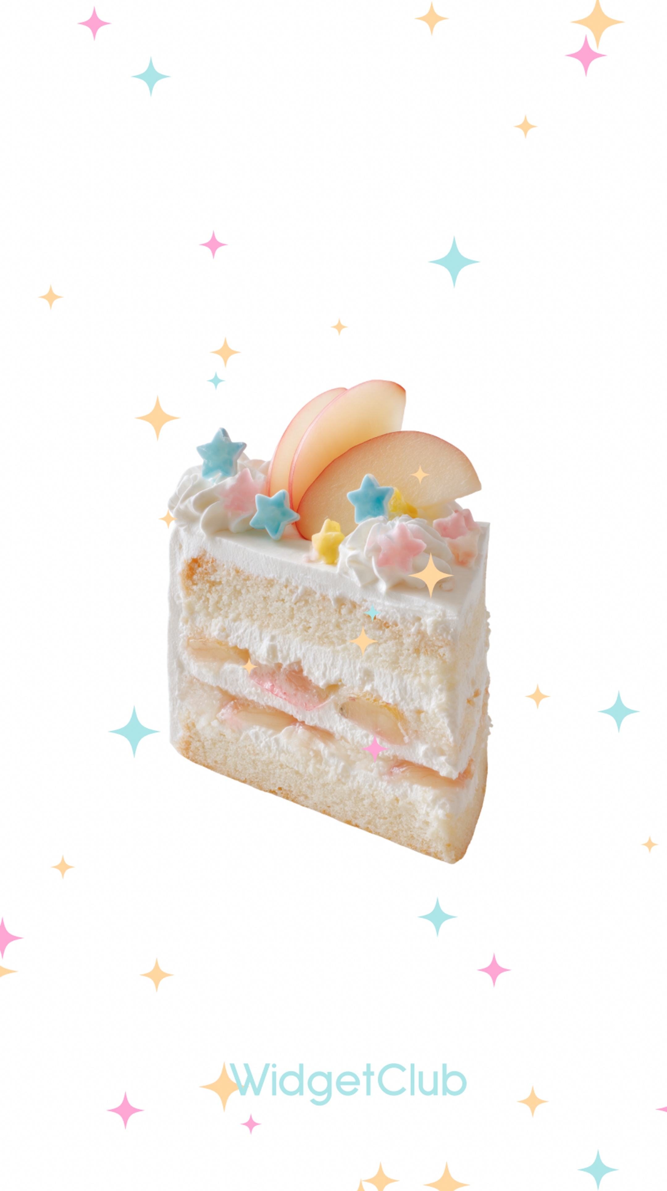 Cute Star Peach Cream Cake Slice Обои[6e305f4bbf3341259f8a]