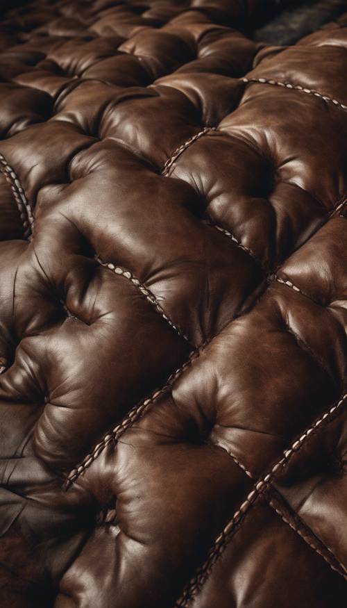 Dark brown, worn-out leather patchwork giving a vintage vibe.