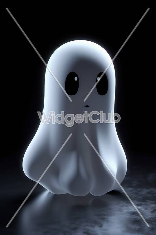 Cute Ghost Character on Dark Background