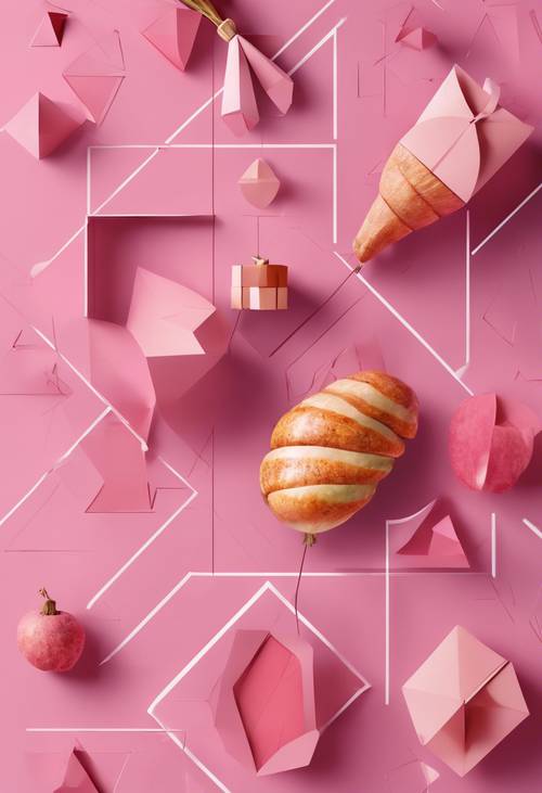 A modern minimalist poster wishing 'Happy Pink Thanksgiving' using geometrical shapes.