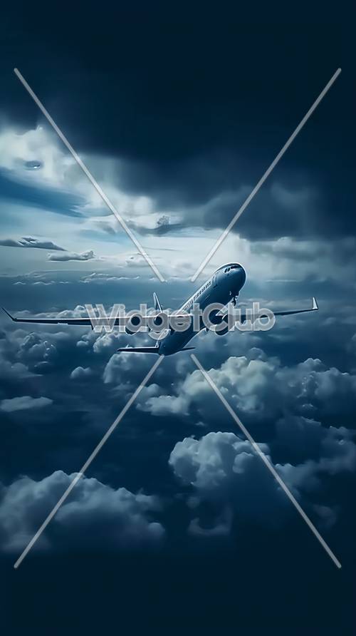 Avião voando acima das nuvens