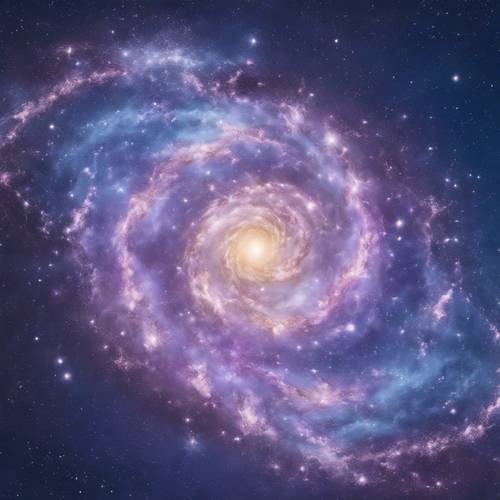 A galaxy swirling with an emphasize on a blue and lavender ombre transition.