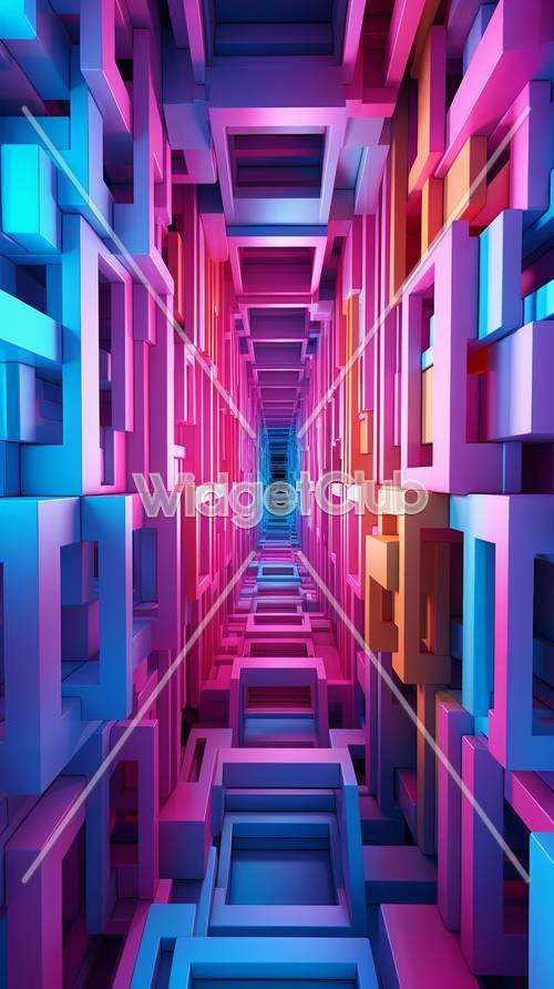 Labyrinthe 3D coloré de cubes