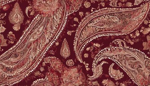 Un tradizionale motivo paisley persiano impreziosito da tonalità bordeaux intense e profonde.