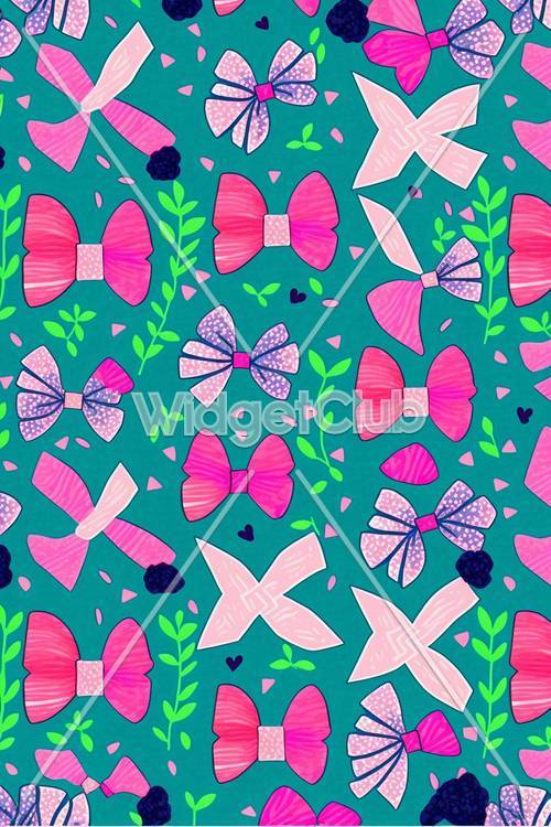 Colorful Bow Ties and Flowers Pattern