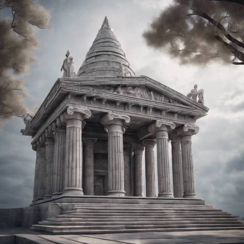 Ein der Athene gewidmeter Tempel, vollständig aus grauem Marmor gefertigt.
