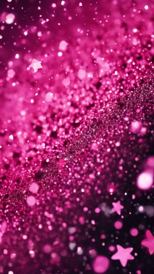 Hot pink glitter falling from the sky at midnight.