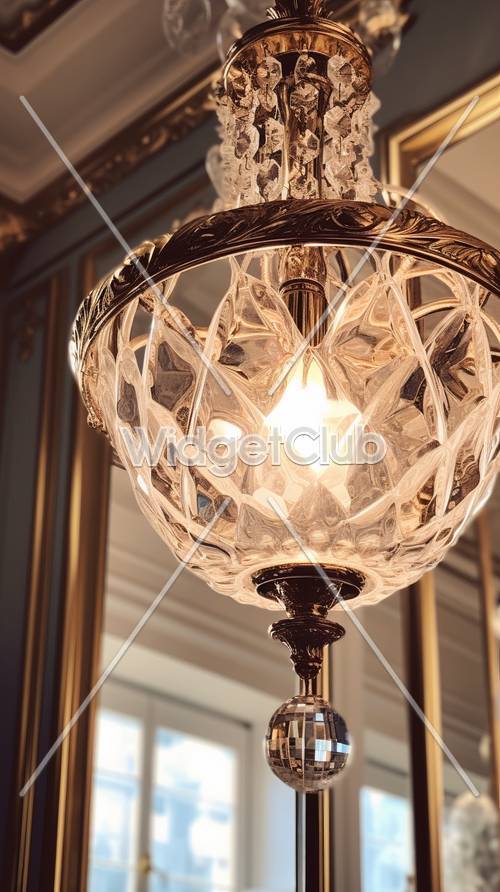 Elegant Crystal Chandelier in a Luxurious Room Tapet [1b094faa81344de9bfbd]