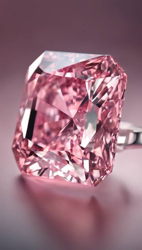 Um elegante diamante rosa ao lado de um deslumbrante diamante branco, ambos brilhando sob luz suave.