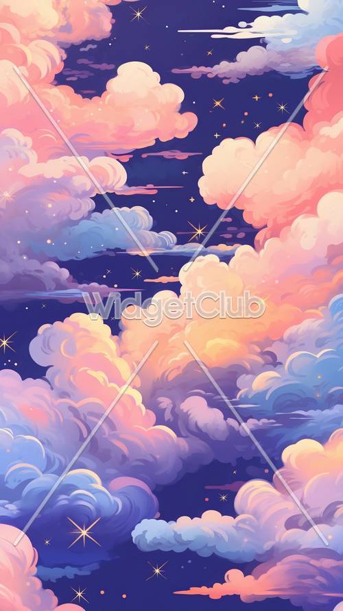 Starry Sky Amidst Colorful Clouds