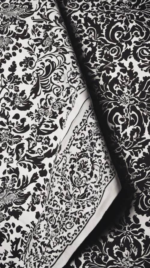A beautiful black and white damask tablecloth