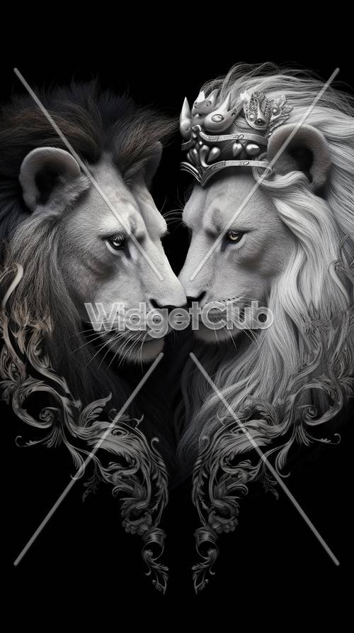 Majestic Lions with Crowns Art