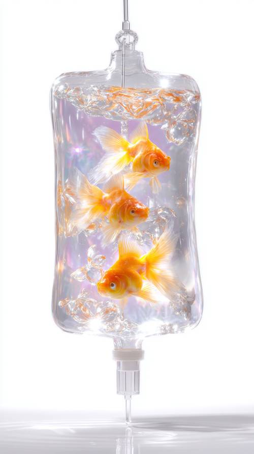 Golden Fish Swimming in a Transparent Bottle