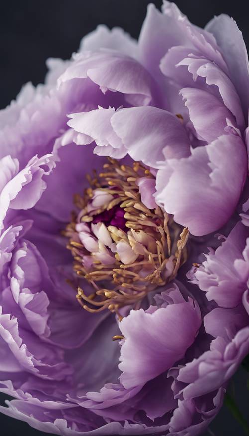 A botanical art featuring an elegant purple peony.