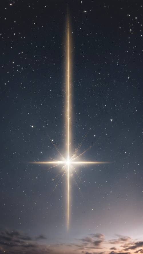 Uma estrela branca brilhante, lançando sua luz brilhante no céu noturno claro.