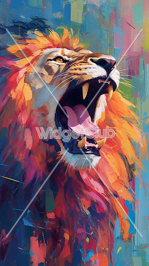 Colorful Roaring Lion Art Tapet [f8e8d6433f4a412c91c4]