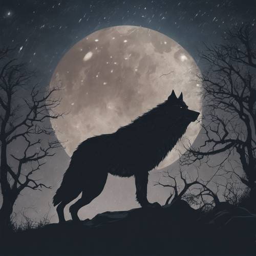 A haunting image depicting the legend of the werewolf, a human transforming into a beastly wolf under a compelling full moon.