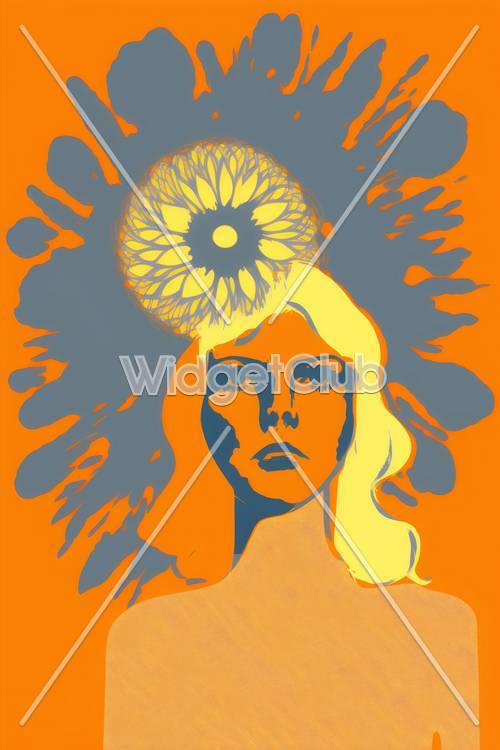 Ярко-оранжевое цветочное женское искусство