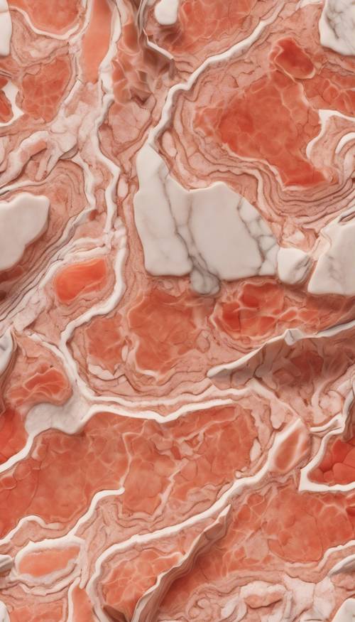 Modello dettagliato di marmo corallo sotto la morbida luce della sera, evidenziandone l&#39;eleganza.